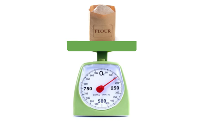 scales measuring flour